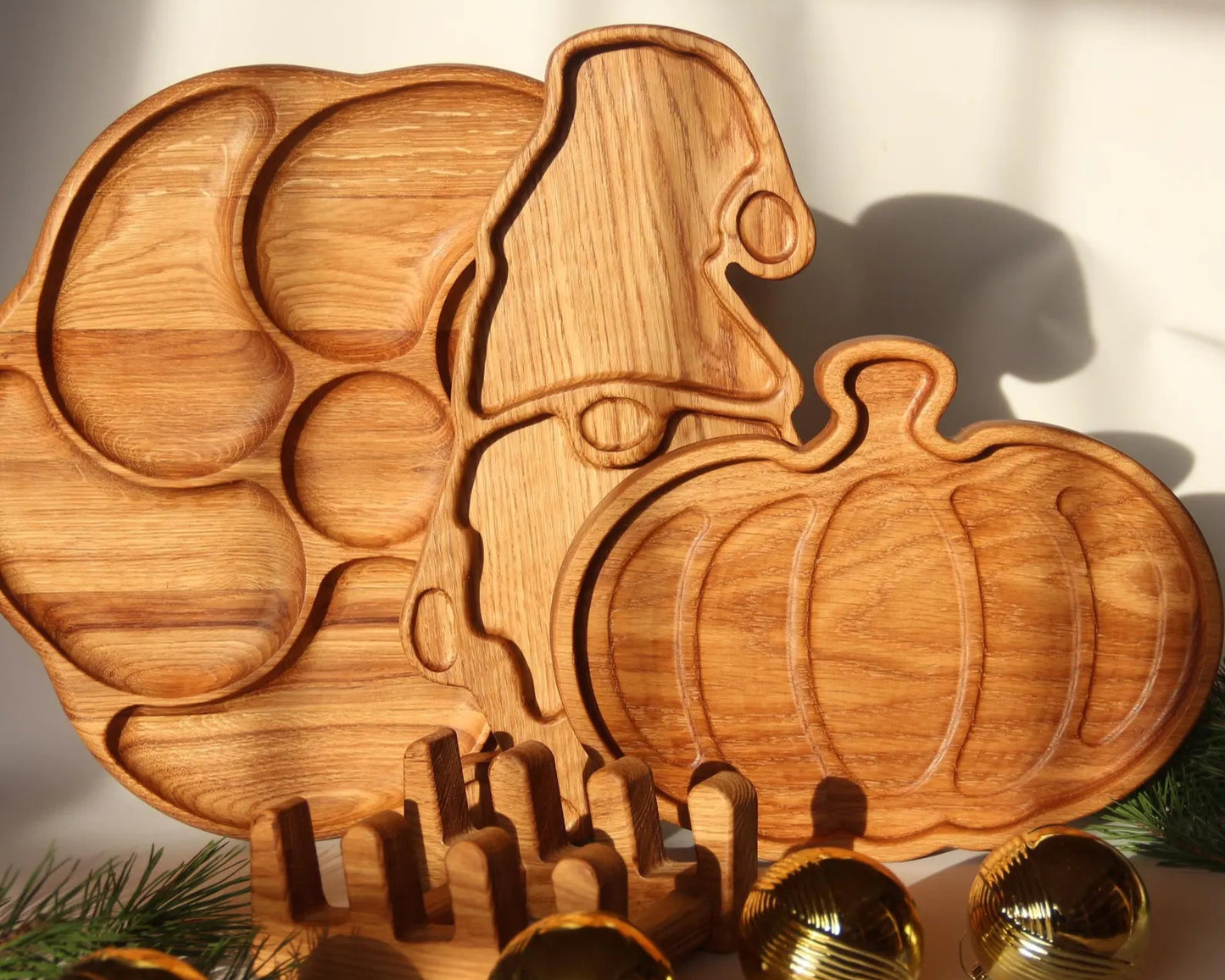 Set of Engraved Serving Plates Personalized Wooden Kitchen Decor Gift