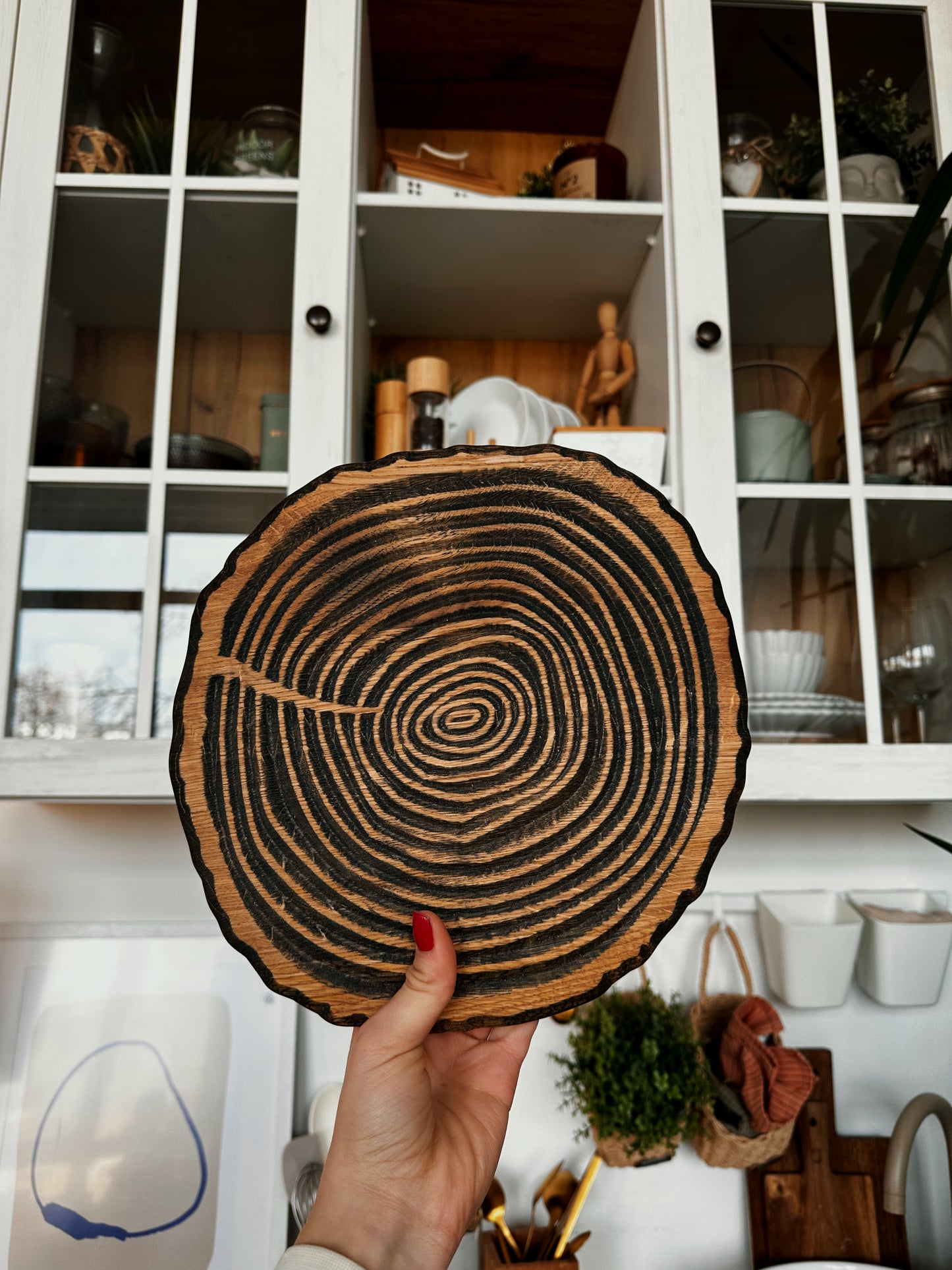 Round Rustic Wood Serving Board Kitchen Accessory Gift