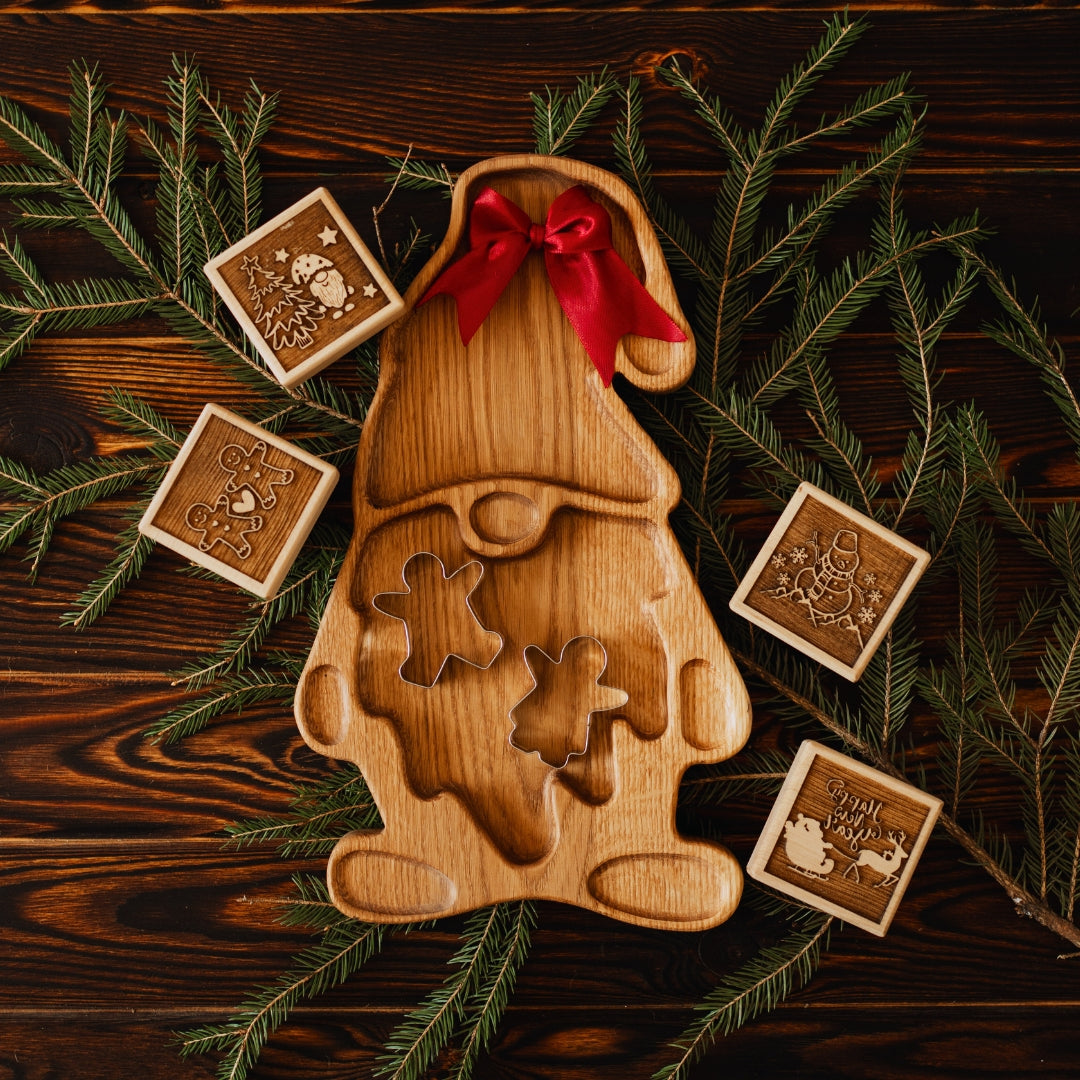 Rustic Wooden Kitchen Gift Set – 7 Handmade Pieces | Bread Board, Serving Trays, Rolling Pin