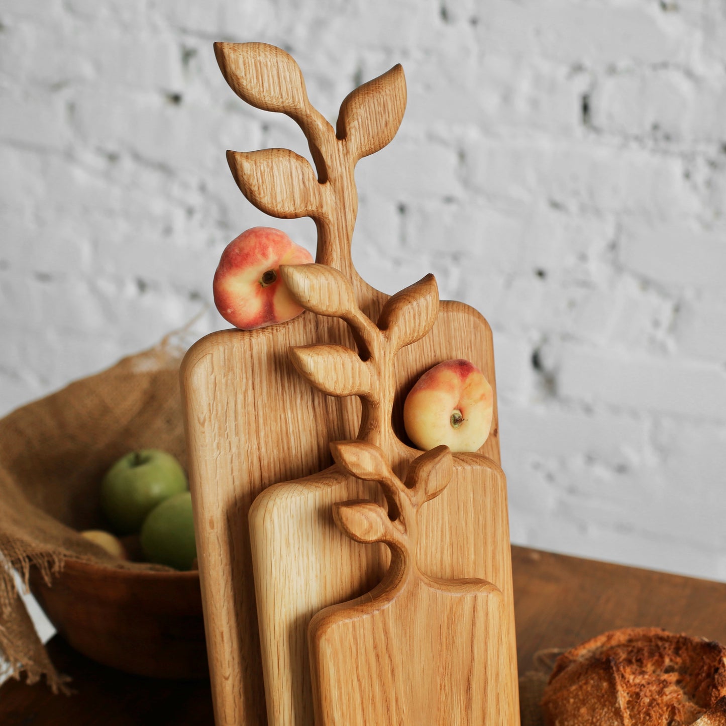 Rustic wooden serving tray and cutting board set for holiday gifts