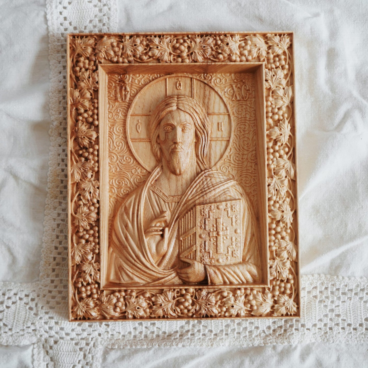Jesus Christ Pantocrator Wooden Icon, Christian Wall Decor 25 × 20 cm - image 3