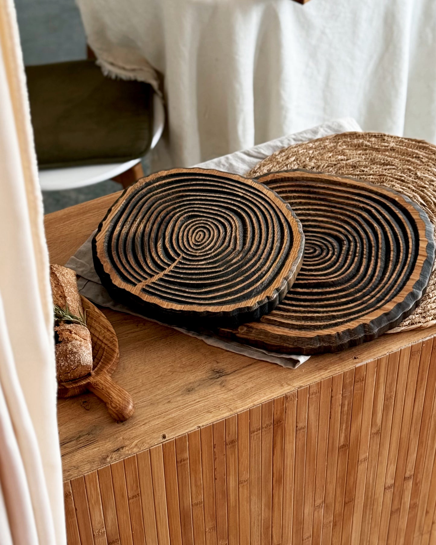 Round Rustic Wood Serving Board Kitchen Accessory Gift