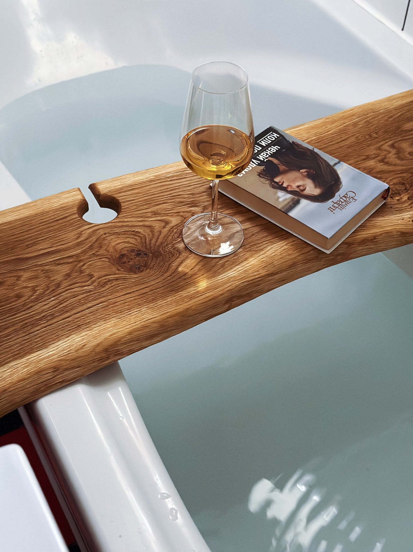 Live Edge Oak Bath Tray Wooden Bathtub Shelf Bathroom Decor Gift