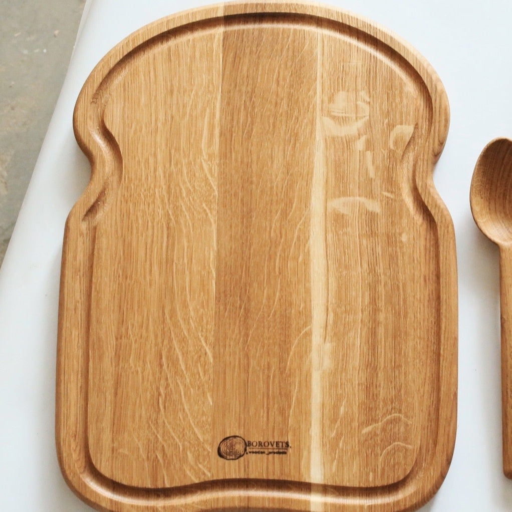 Rustic oak cheese and serving board handmade with food safe finish