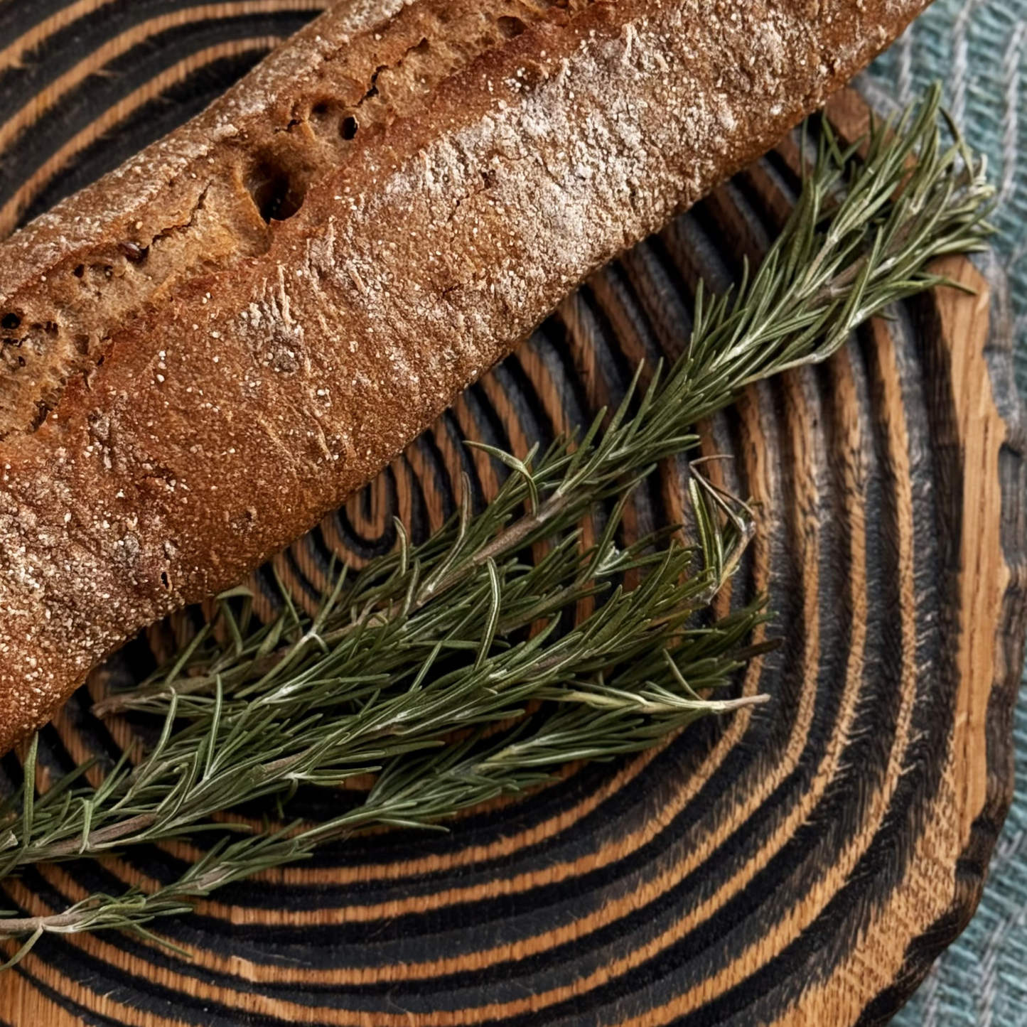 Rustic oak round board for appetizers and rustic kitchen decor