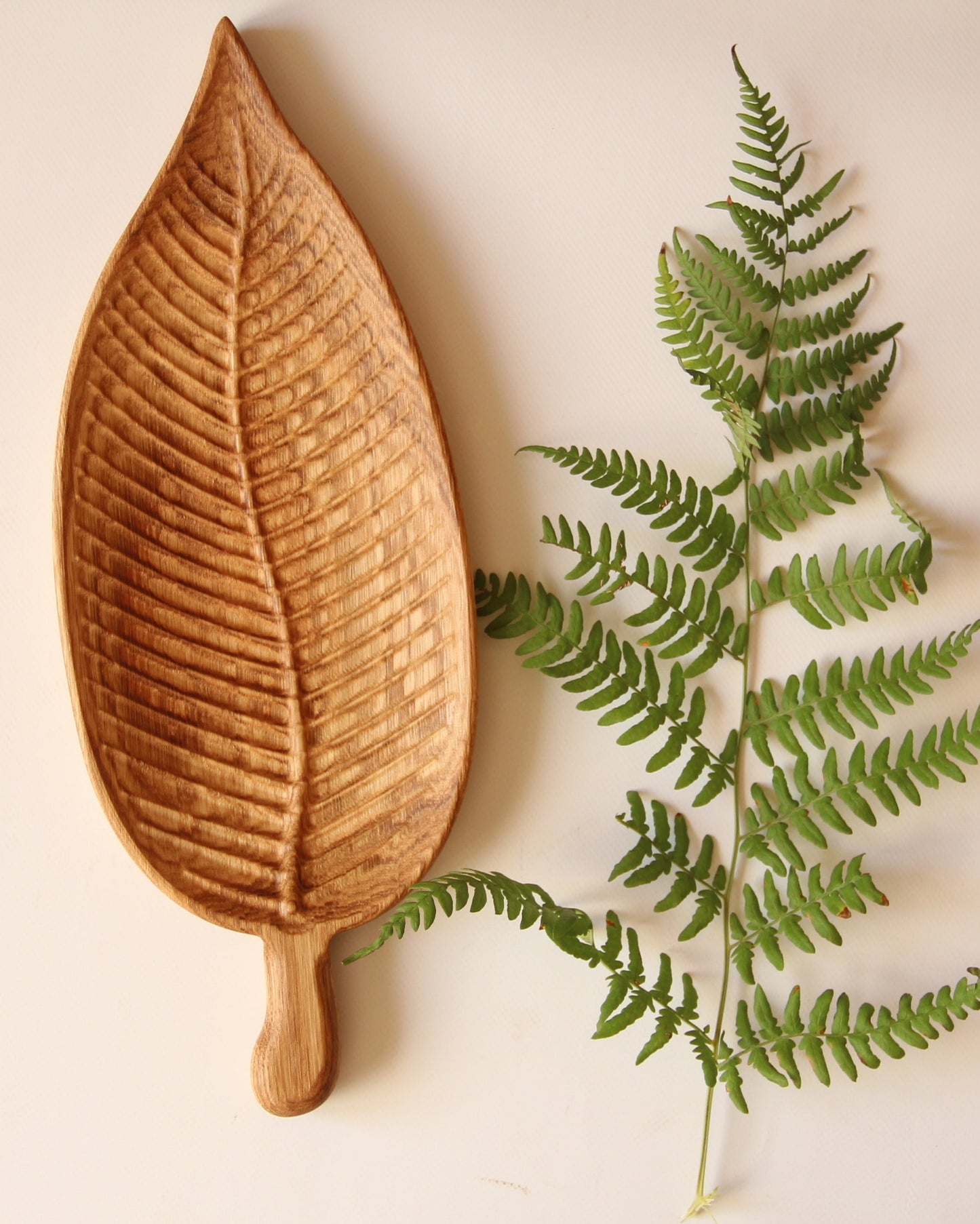 Fern Leaf Wooden Plate Serving Snack Tray Housewarming Kitchen Gift