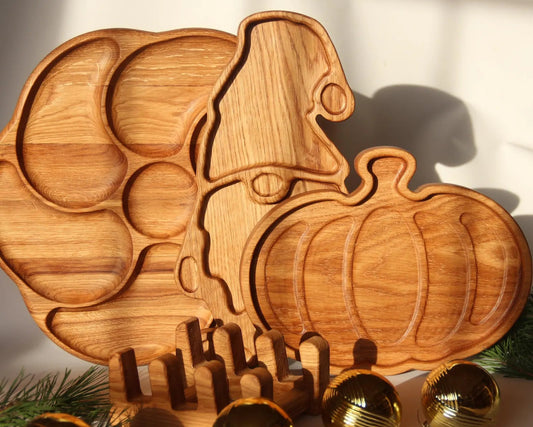 Set of Engraved Serving Plates Personalized Wooden Kitchen Decor Gift