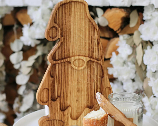 Gnome Shaped Wooden Snack Plate Cozy Kitchen Decor Gift
