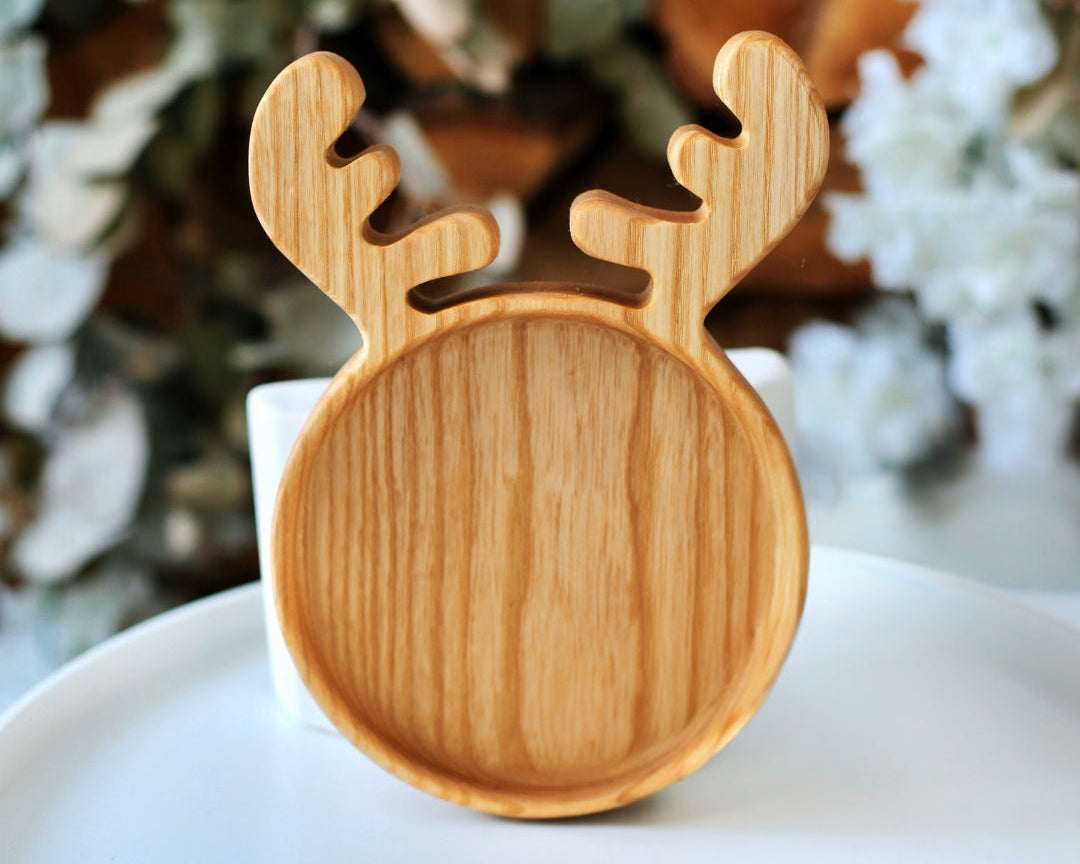 Wooden Serving Deer Plate for Snacks or Candies Cute Christmas Gift Decor