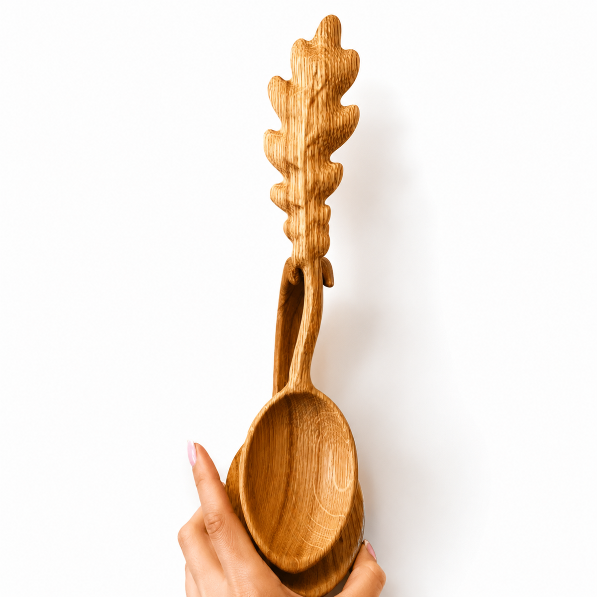 Wooden “Oak Leaves” Serving Spoon, 31 cm