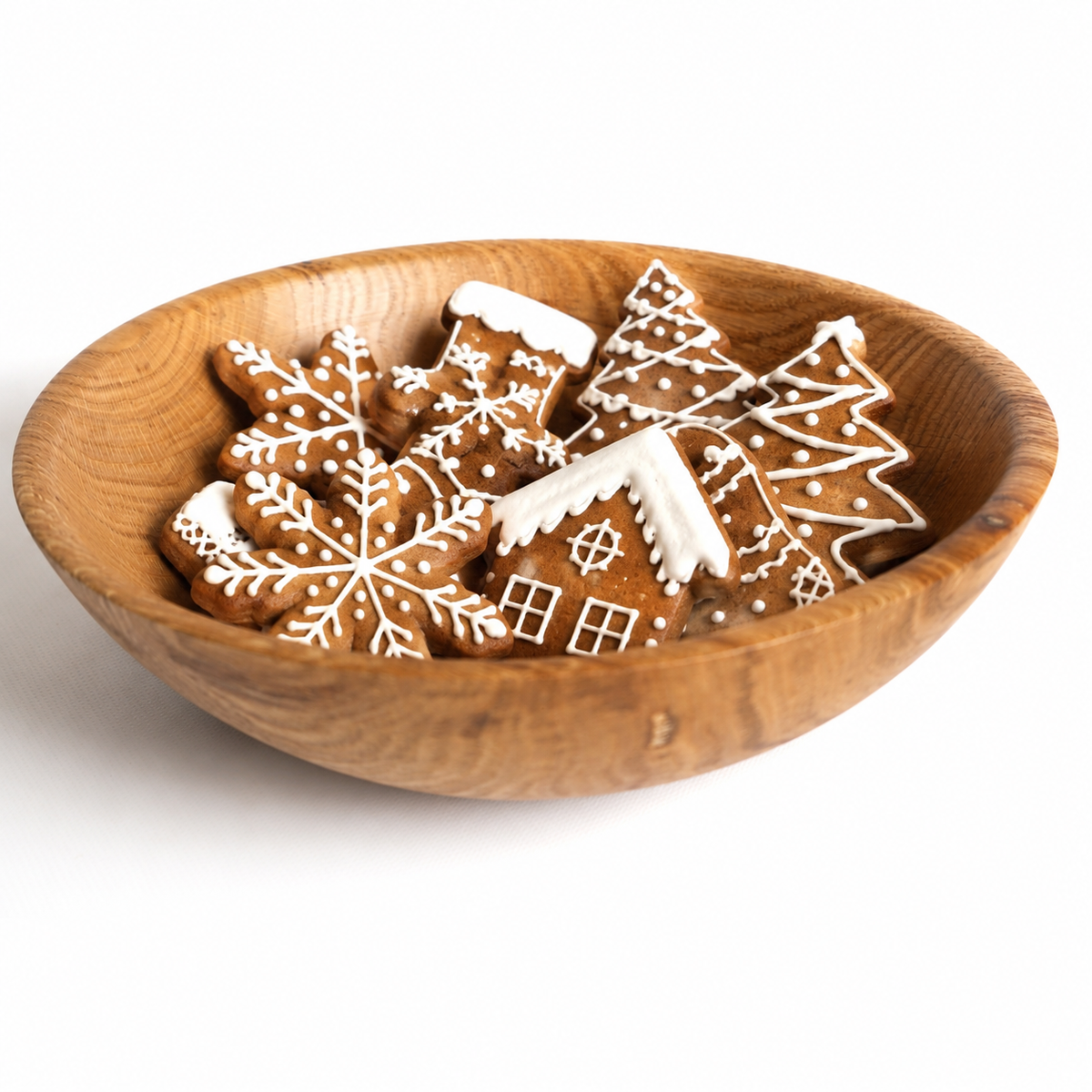 Rustic oak wooden bowl handcrafted in Ukraine
