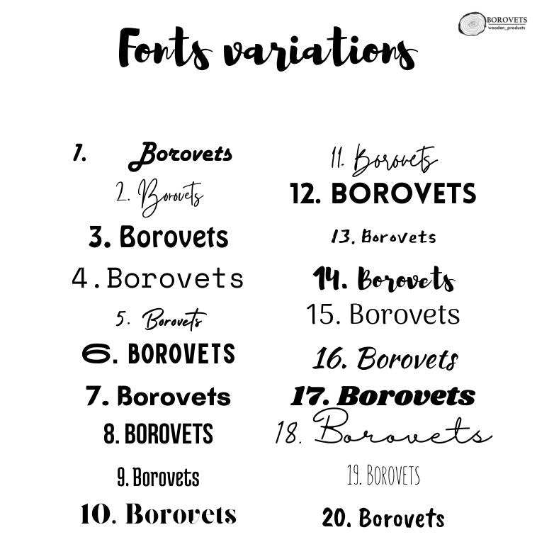 Display of 'Borovets' font variations on a white background