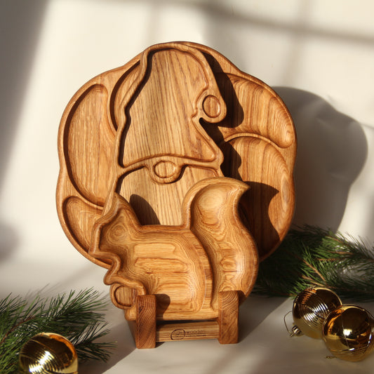 Festive oak board set of three for holiday food serving