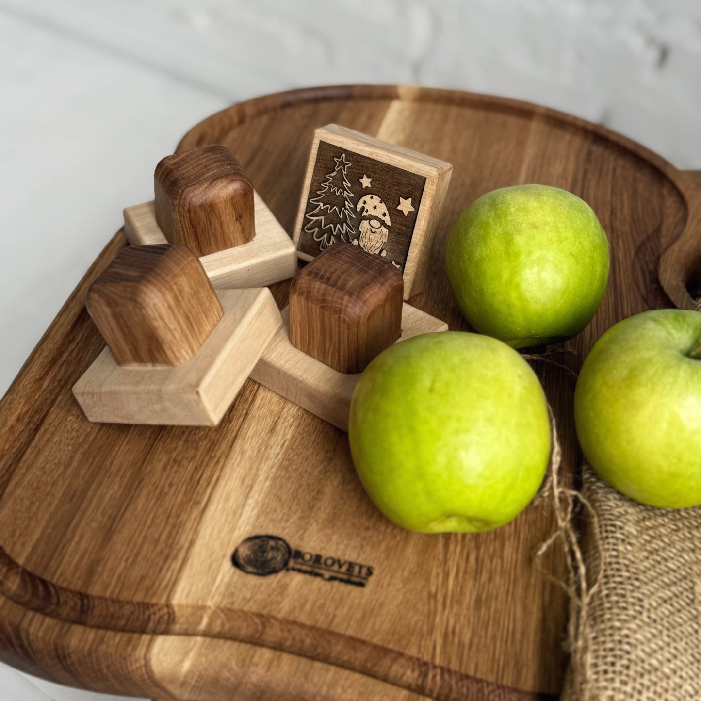 Wooden Board, Cookie Stamps & Mixing Bowl Baking Set Holiday Gift