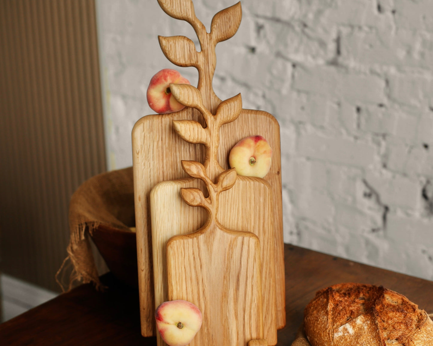 Leaf Shaped Wooden Cutting Board Set Rustic Christmas Home Gift