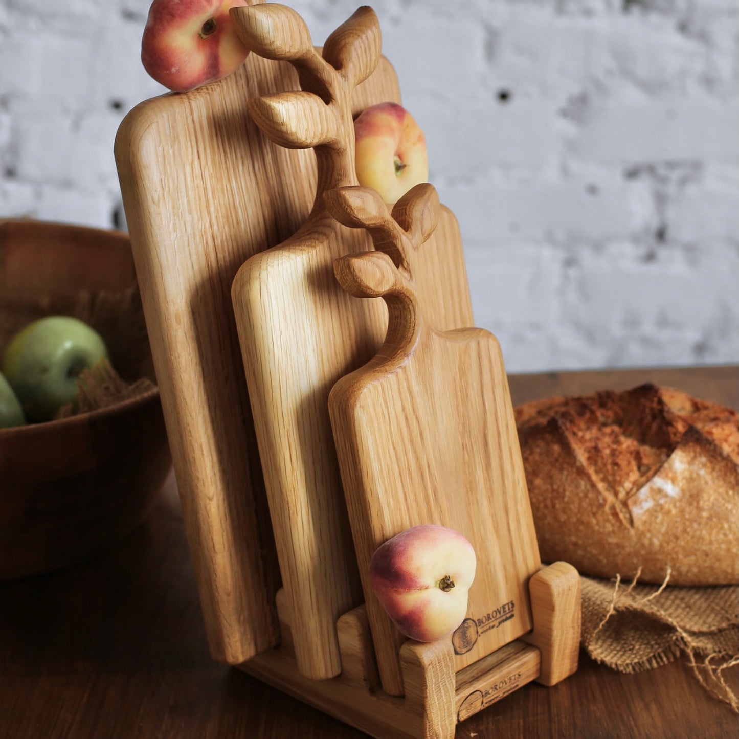 Leaf Shaped Wooden Cutting Board Set Rustic Christmas Home Gift