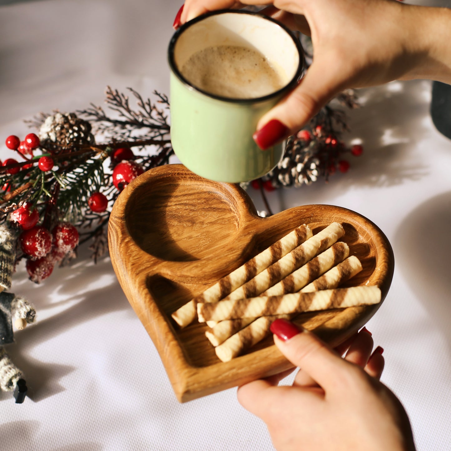 Handcrafted Wooden Decorative Plates "Heart" Shape