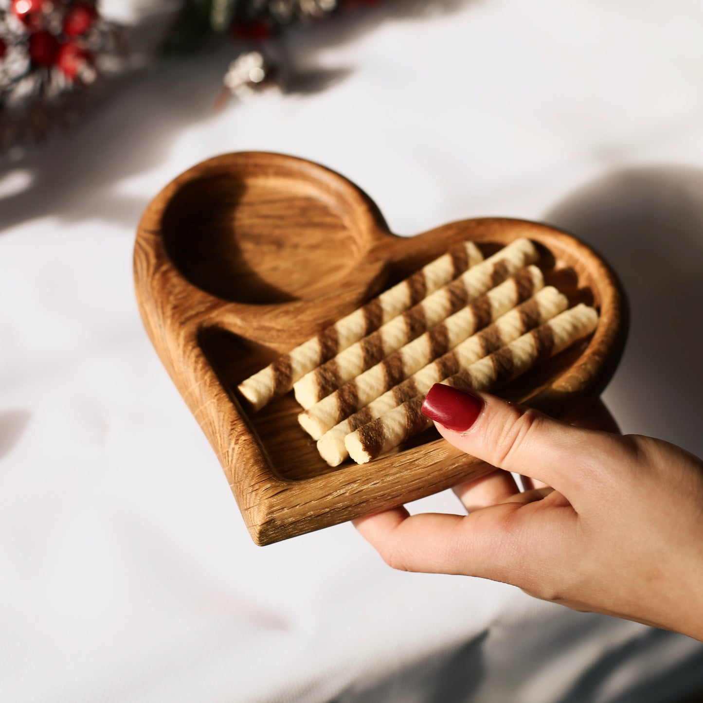 Handcrafted Wooden Decorative Plates "Heart" Shape