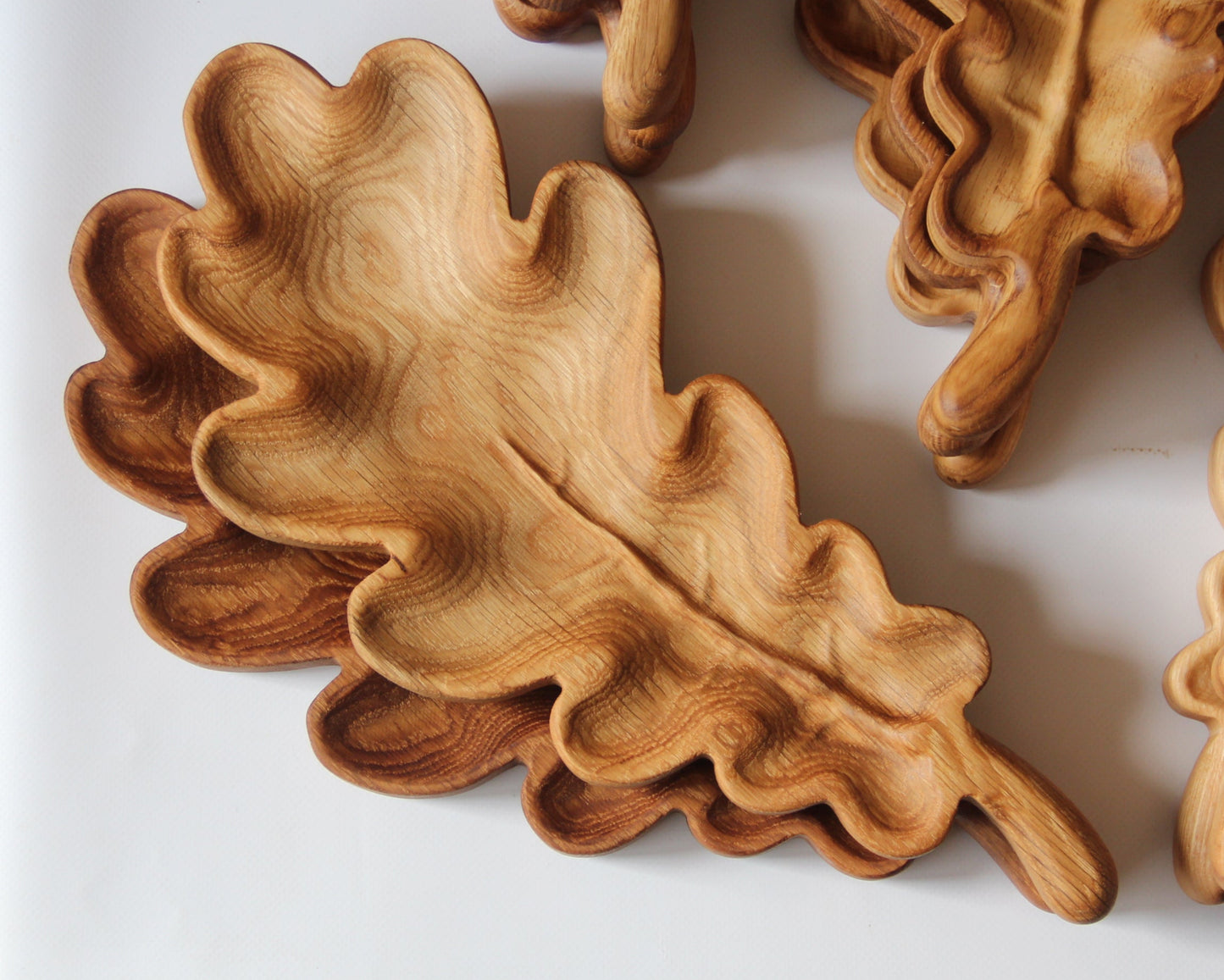 Oak Leaf Wooden Plate Serving Snack Tray Housewarming Kitchen Gift