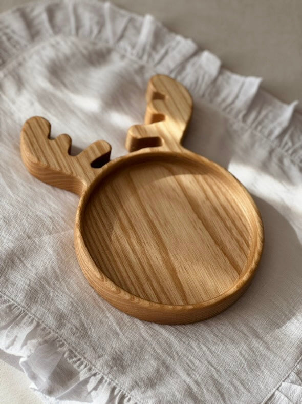 Wooden Serving Deer Plate for Snacks or Candies Cute Christmas Gift Decor