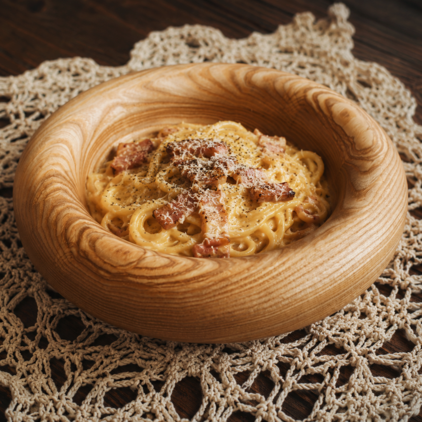 FULL SET 10 pcs Bowls Set for Restaurants – Wood Serving Bowls 25×4.5 cm – Ideal for Pasta, Seafood, Truffle – Rustic Tableware for Catering