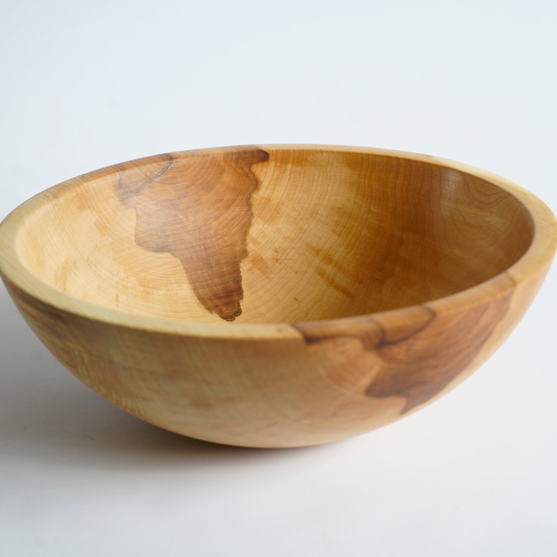 Large birch wood fruit bowl, handmade rustic kitchen centerpiece
