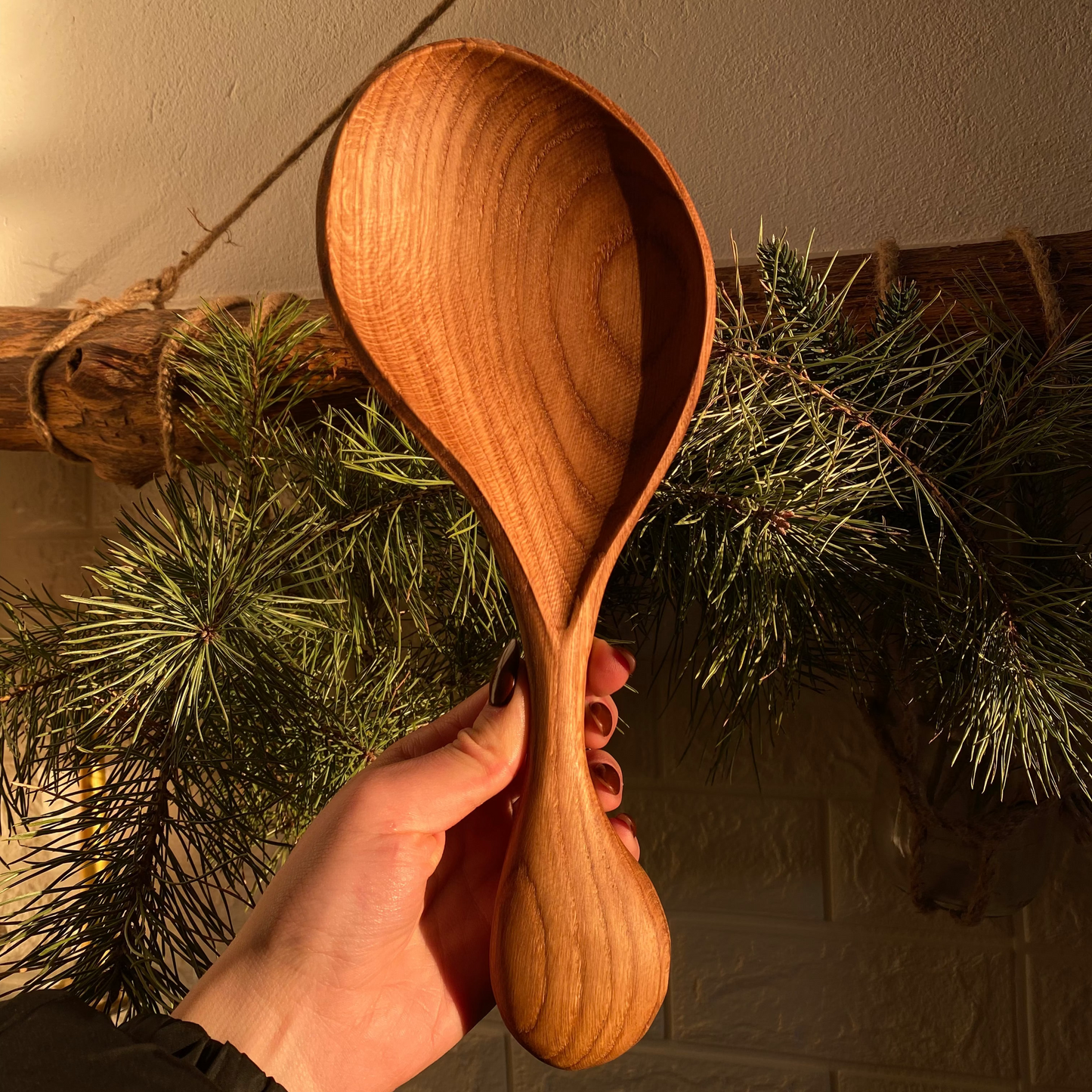 Handmade wooden spoon shaped tray for snacks