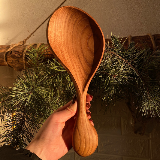 Handmade wooden spoon shaped tray for snacks