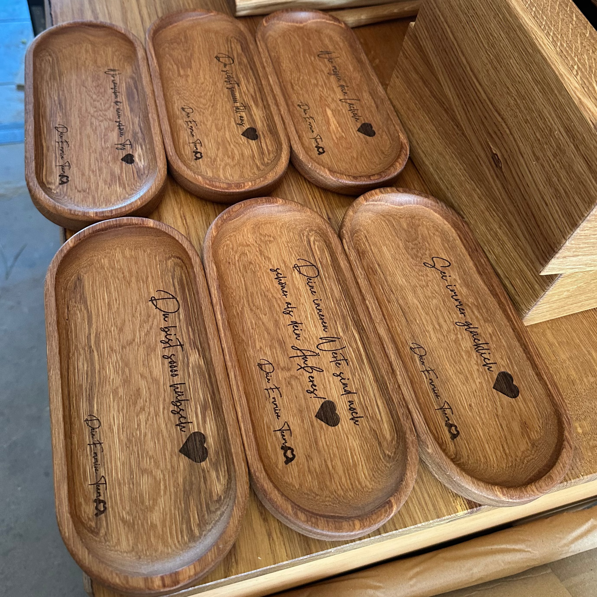 Handmade wooden oval tray for New Year table decor