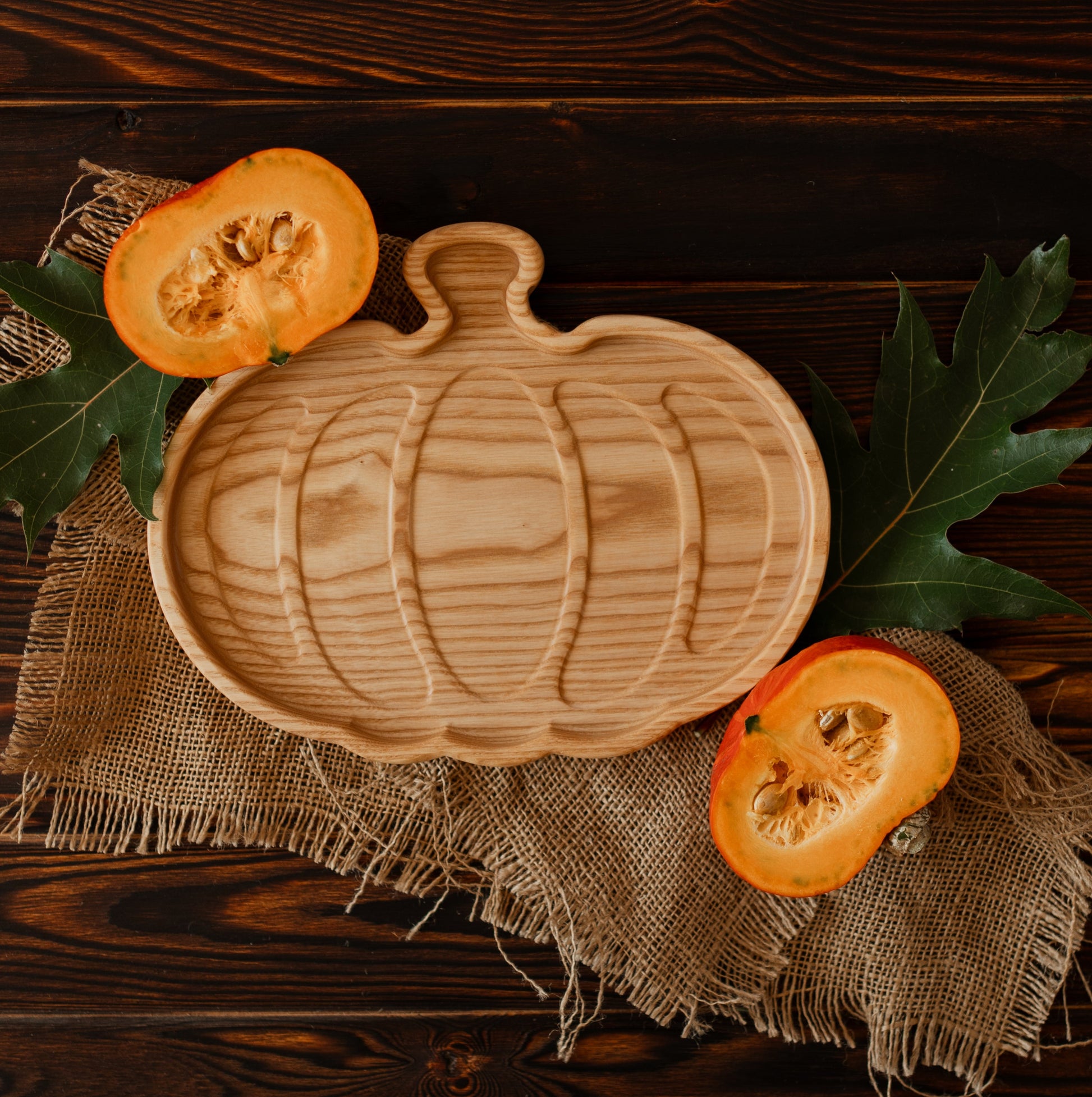 pumpkin-shaped-wooden-plate-handmade-fall-decor-thanksgiving-gift