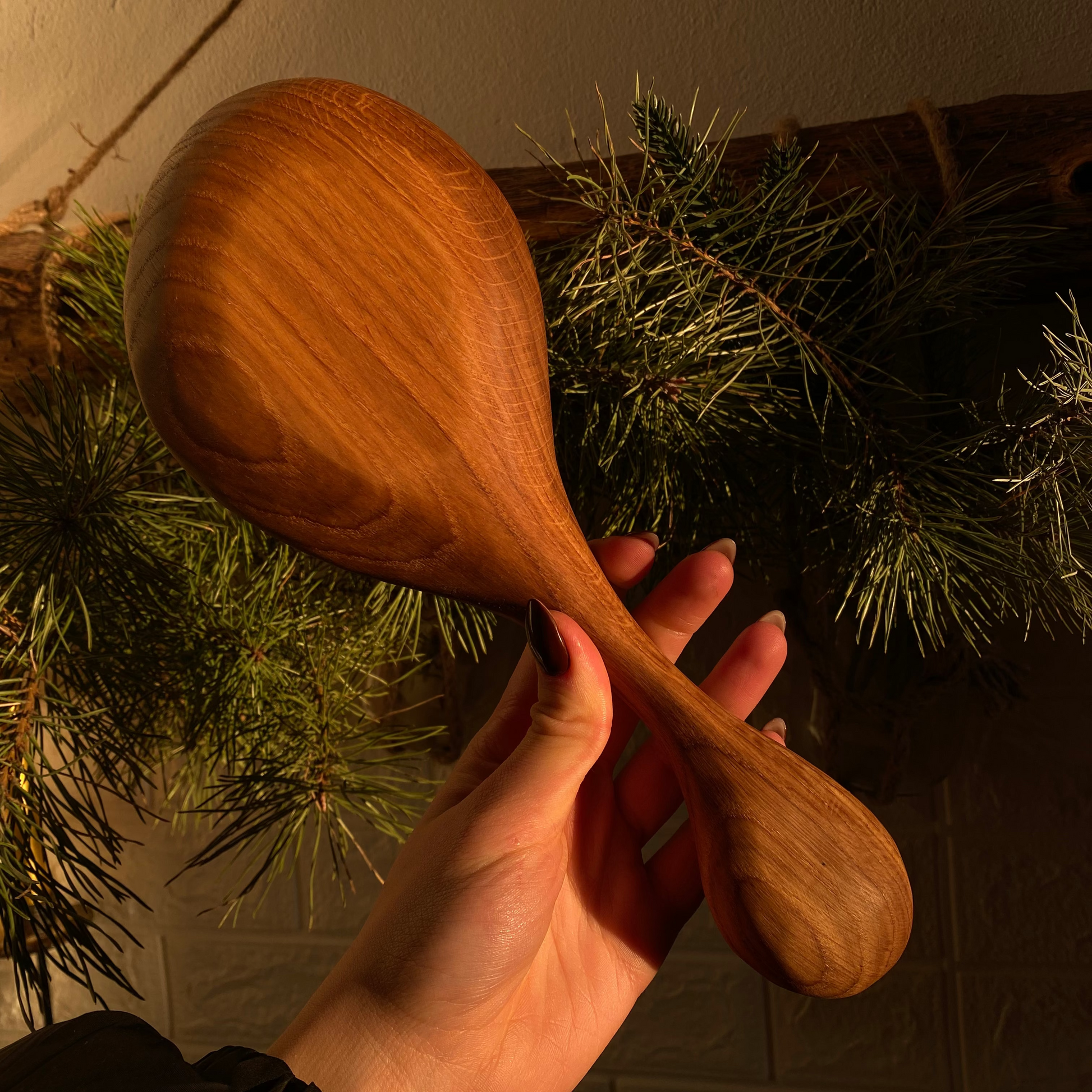 Large wooden spoon shaped platter for rustic decor