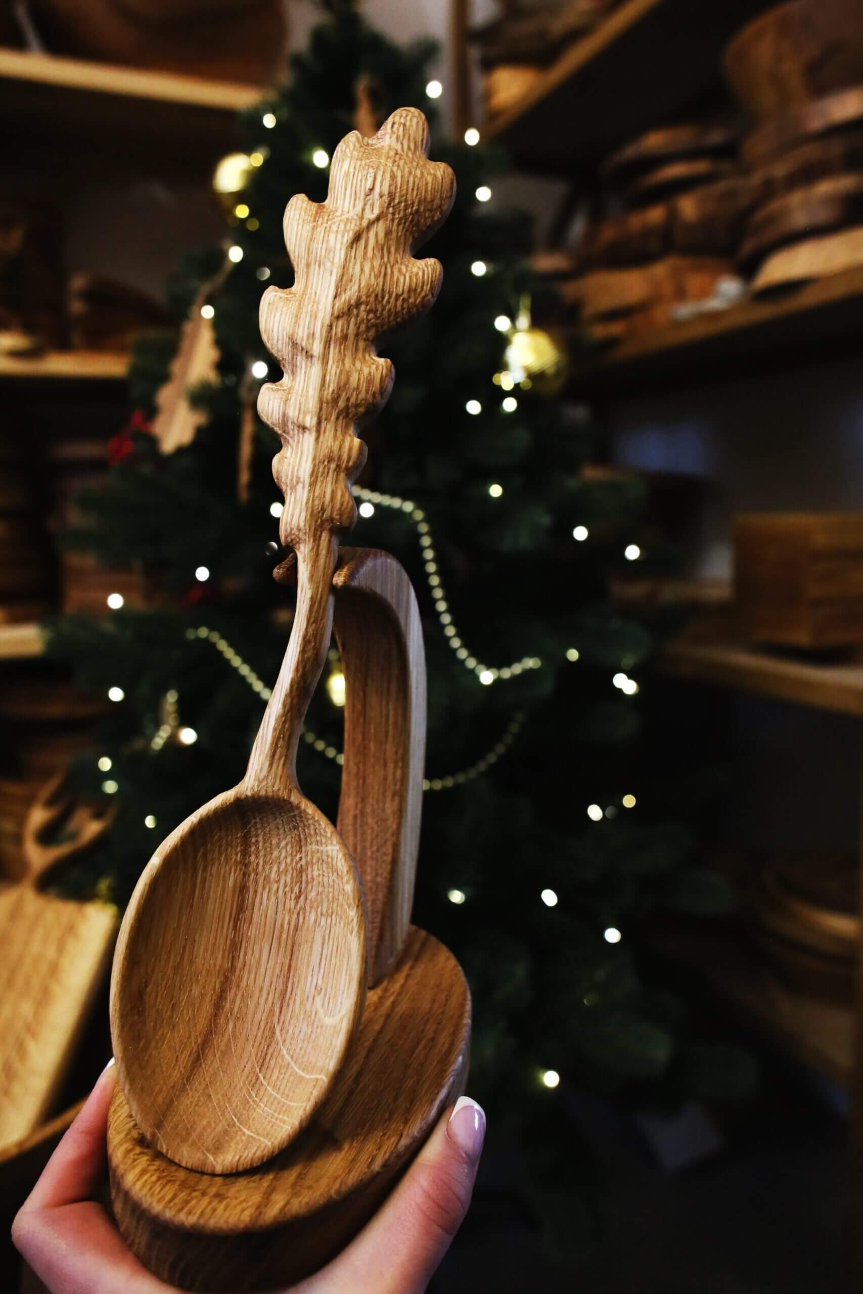 Wooden “Oak Leaves” Serving Spoon, 31 cm