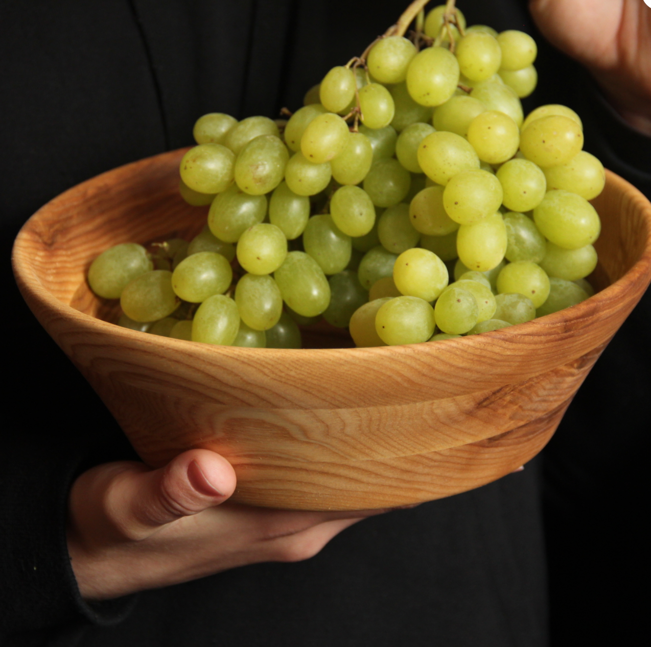 Eco-friendly ash wood deep bowl for serving salads and snacks