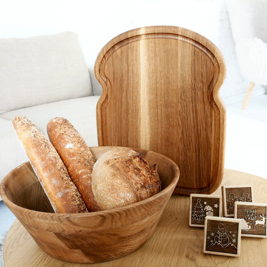 Christmas and New Year gift idea – wooden bread serving board handmade from oak