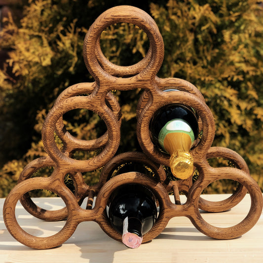 Rustic tabletop wine holder with space for 5 bottles, holiday present idea