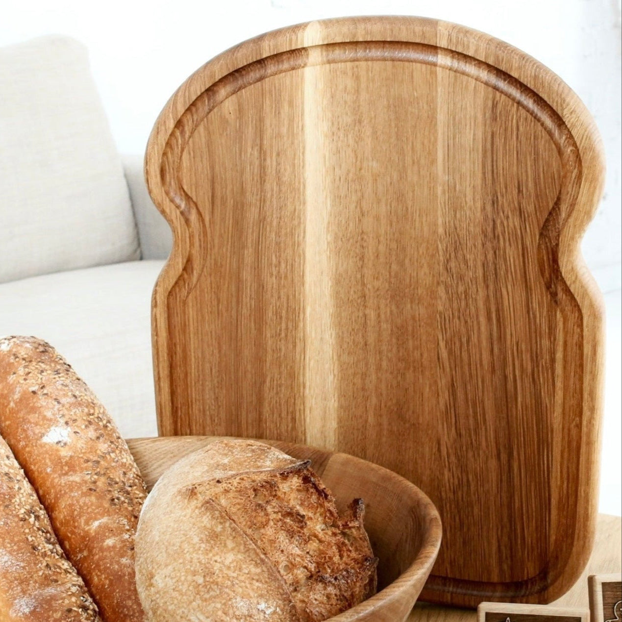 Christmas and New Year gift idea – wooden bread serving board handmade from oak