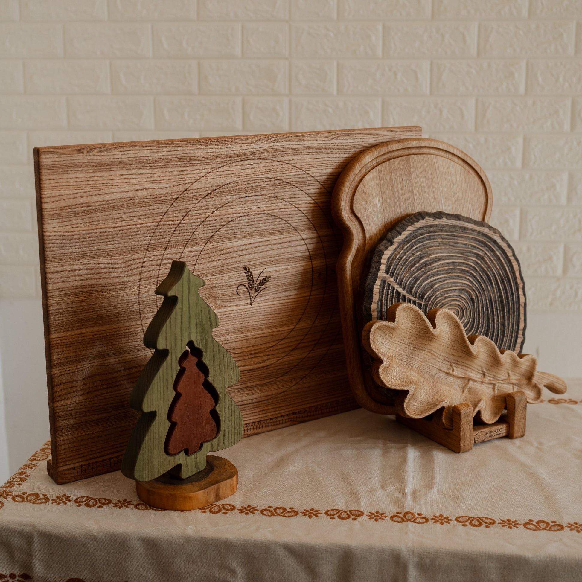 Christmas season wooden kitchenware gift set with natural finish