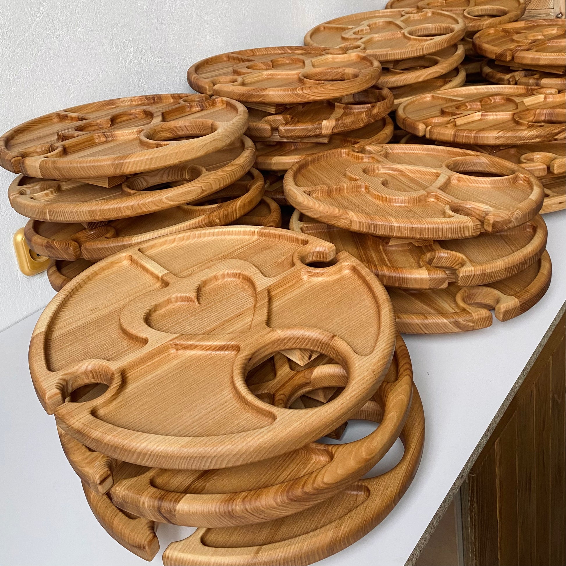 Compact wooden table for serving wine during cozy evenings