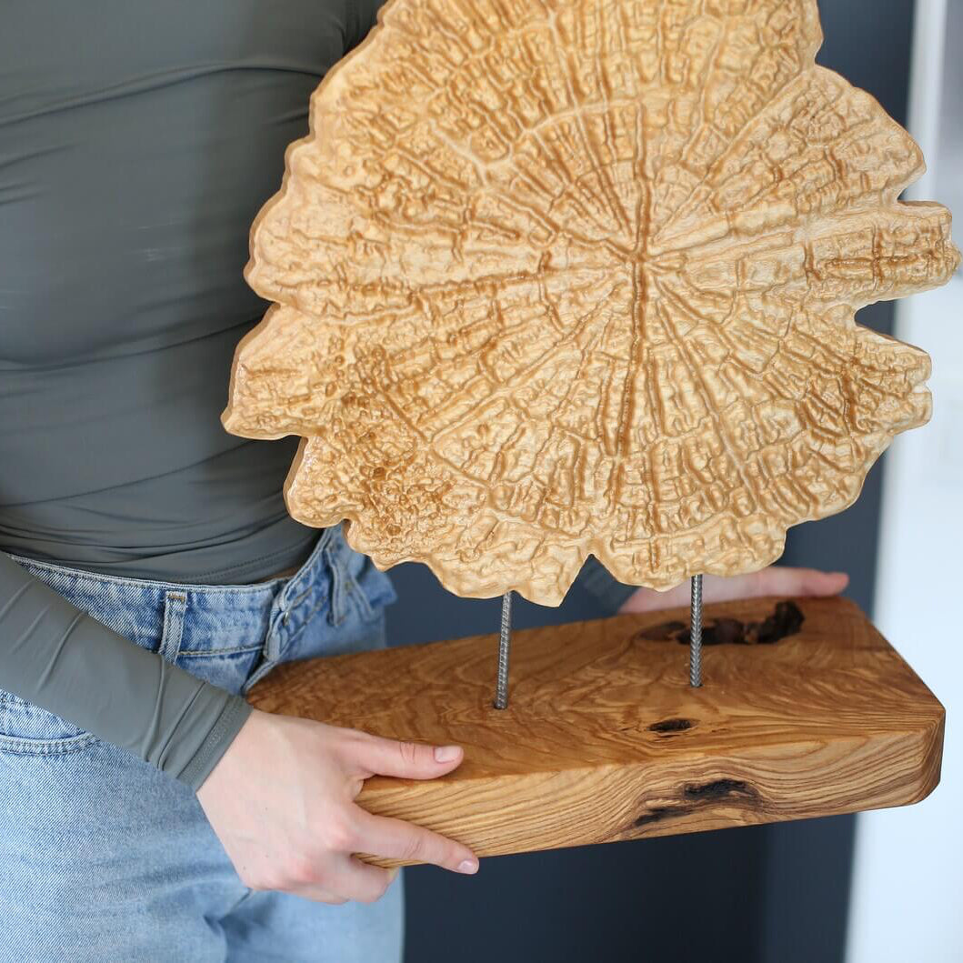 Handcrafted Wooden Art Panel on Stand, Natural Ash Decor 44 × 36 cm - image 1