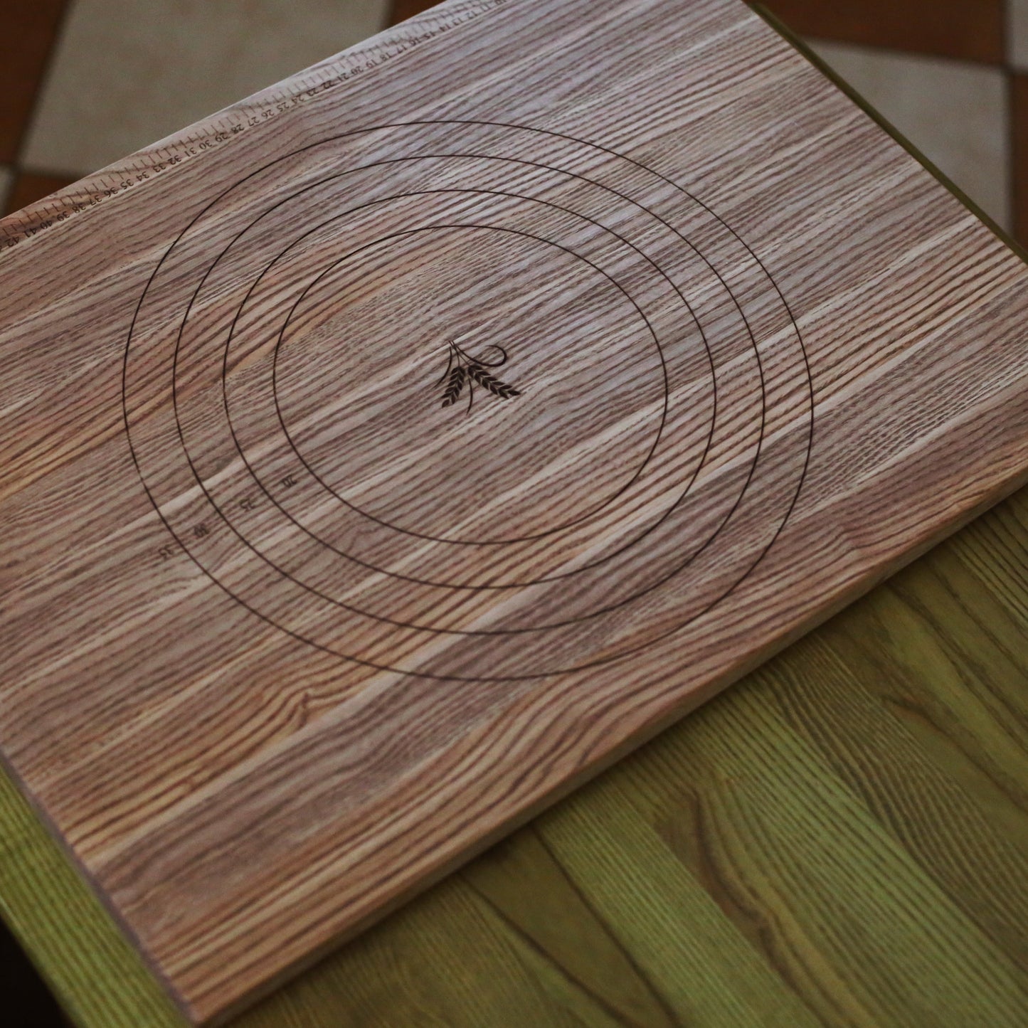 Solid wood dough board with engraved measurements for kitchen baking