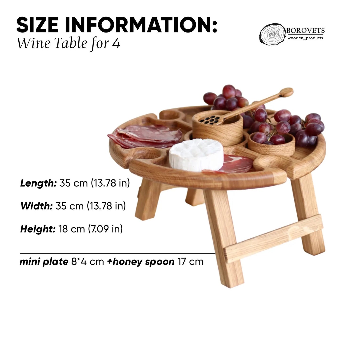 Folding wine picnic table made of solid oak – perfect Christmas gift for wine lovers