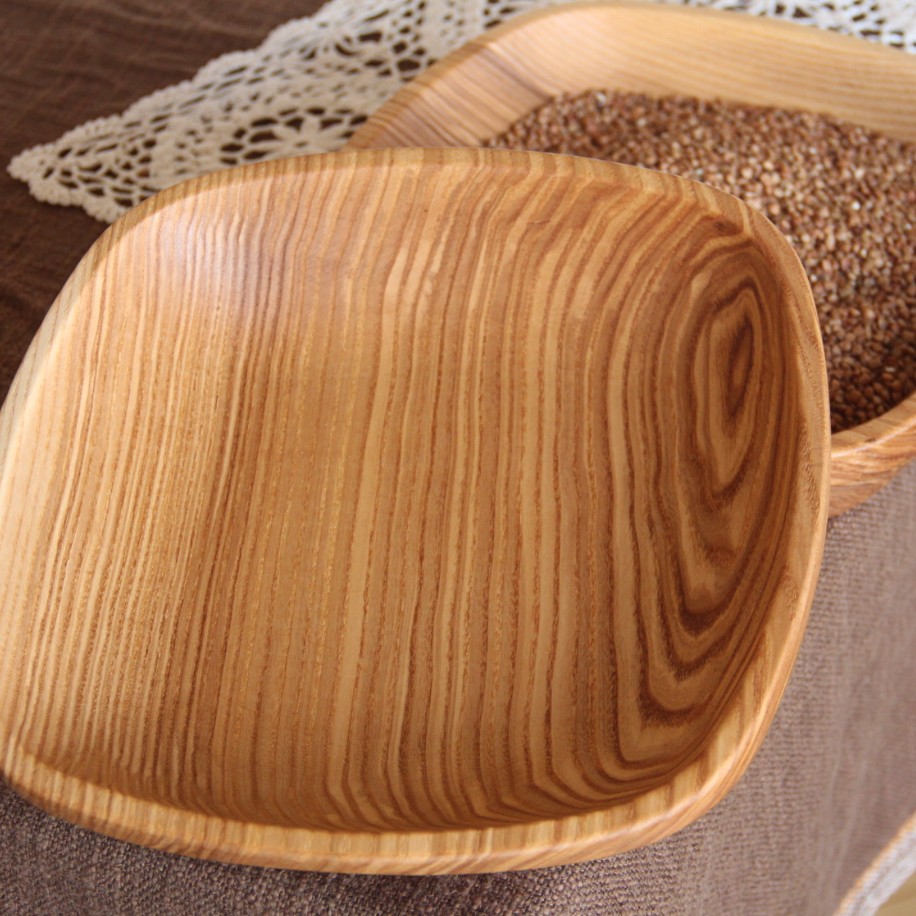 Handcrafted wooden bowl ideal for salads, pasta, or side dishes