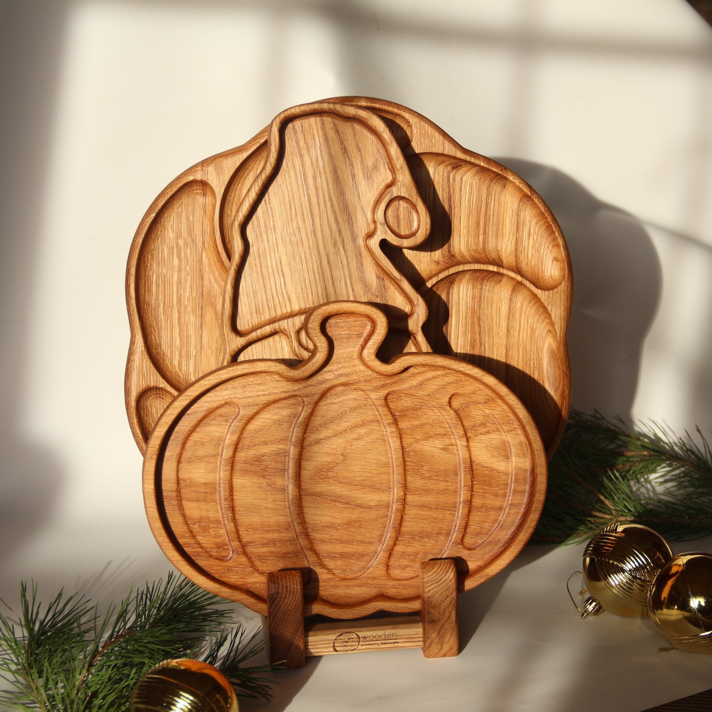 Handmade wooden platter set with optional engraving for gifts