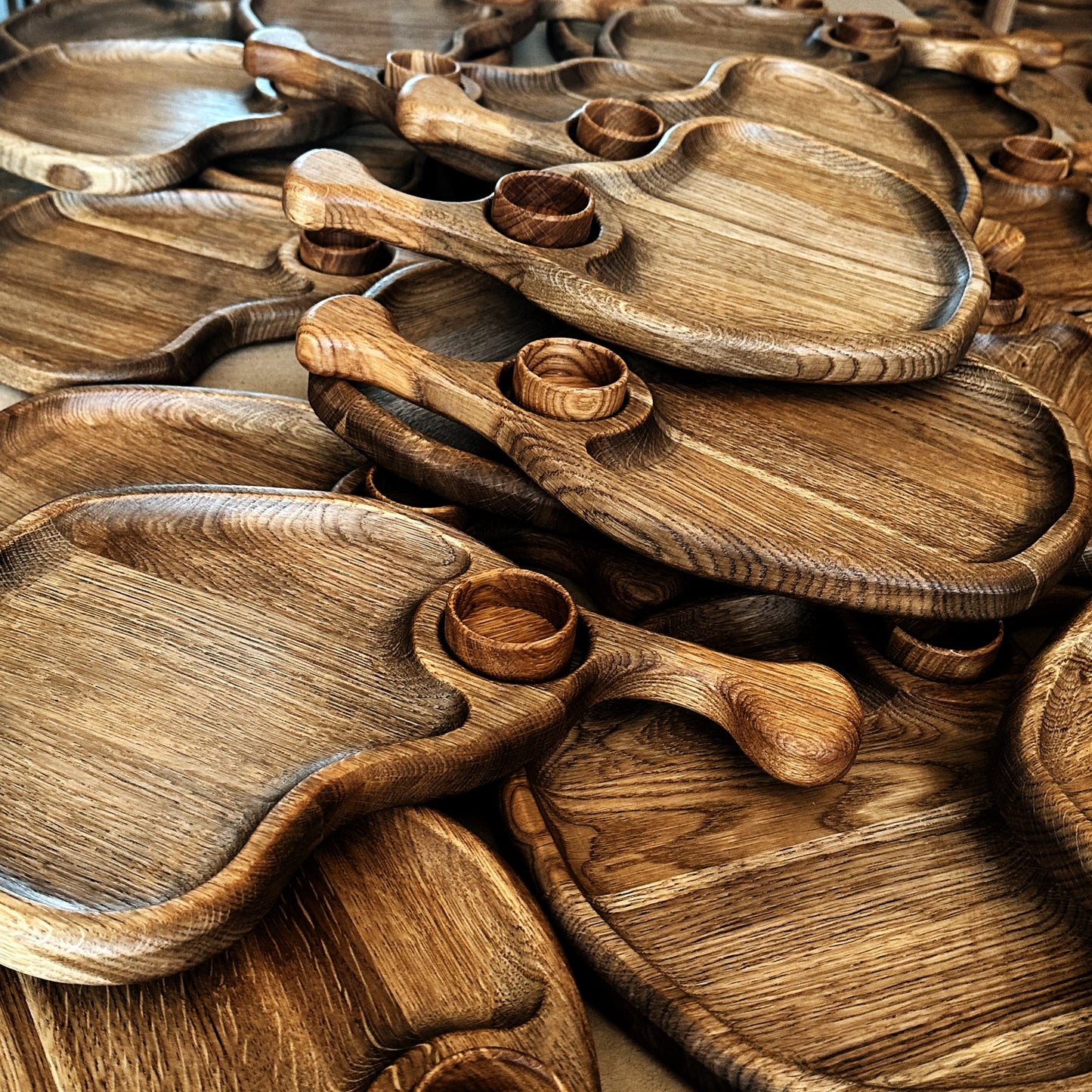 Handmade wooden serving tray for appetizers, cheese, or rustic meals