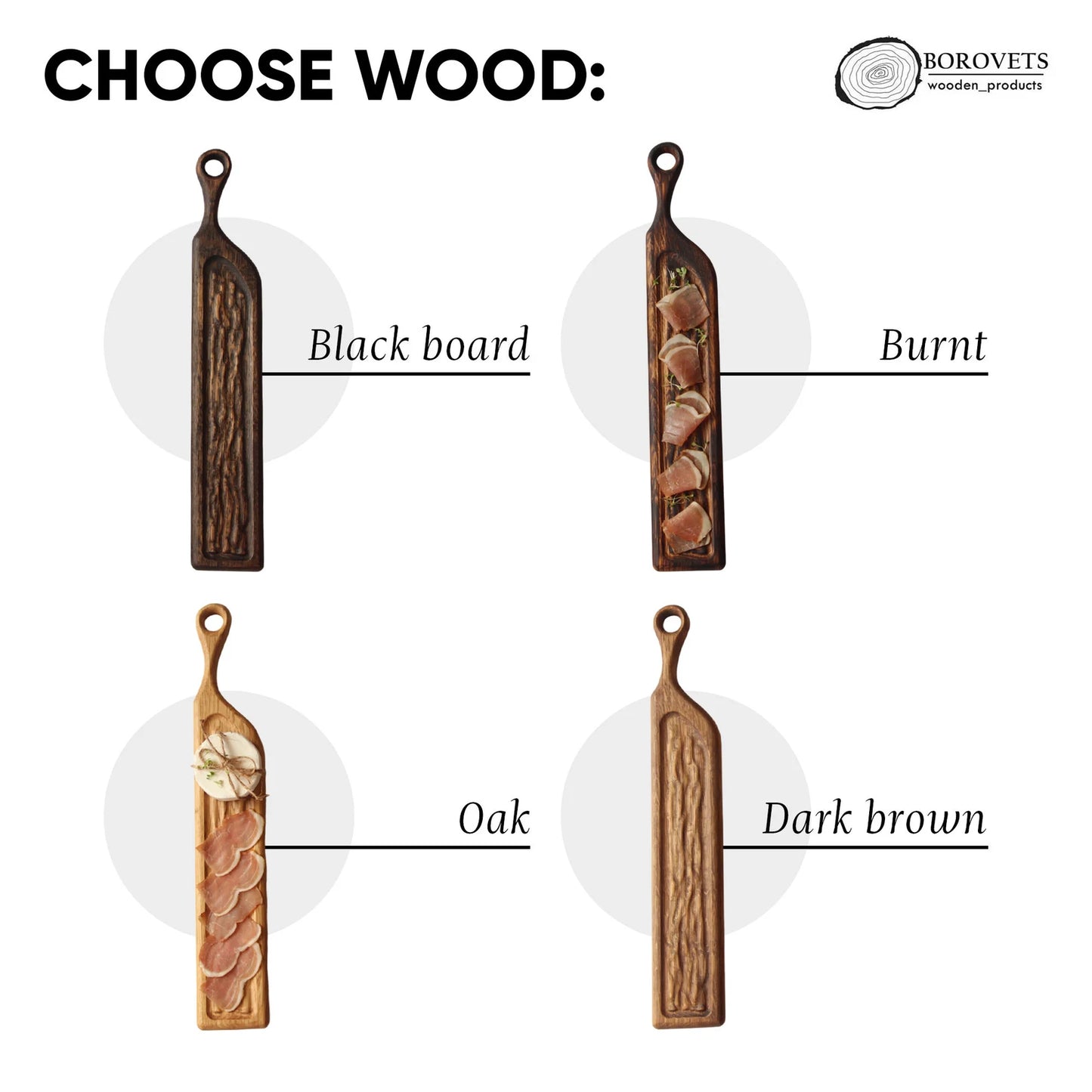 Country-style wooden snack board – handcrafted oak kitchenware gift for holidays