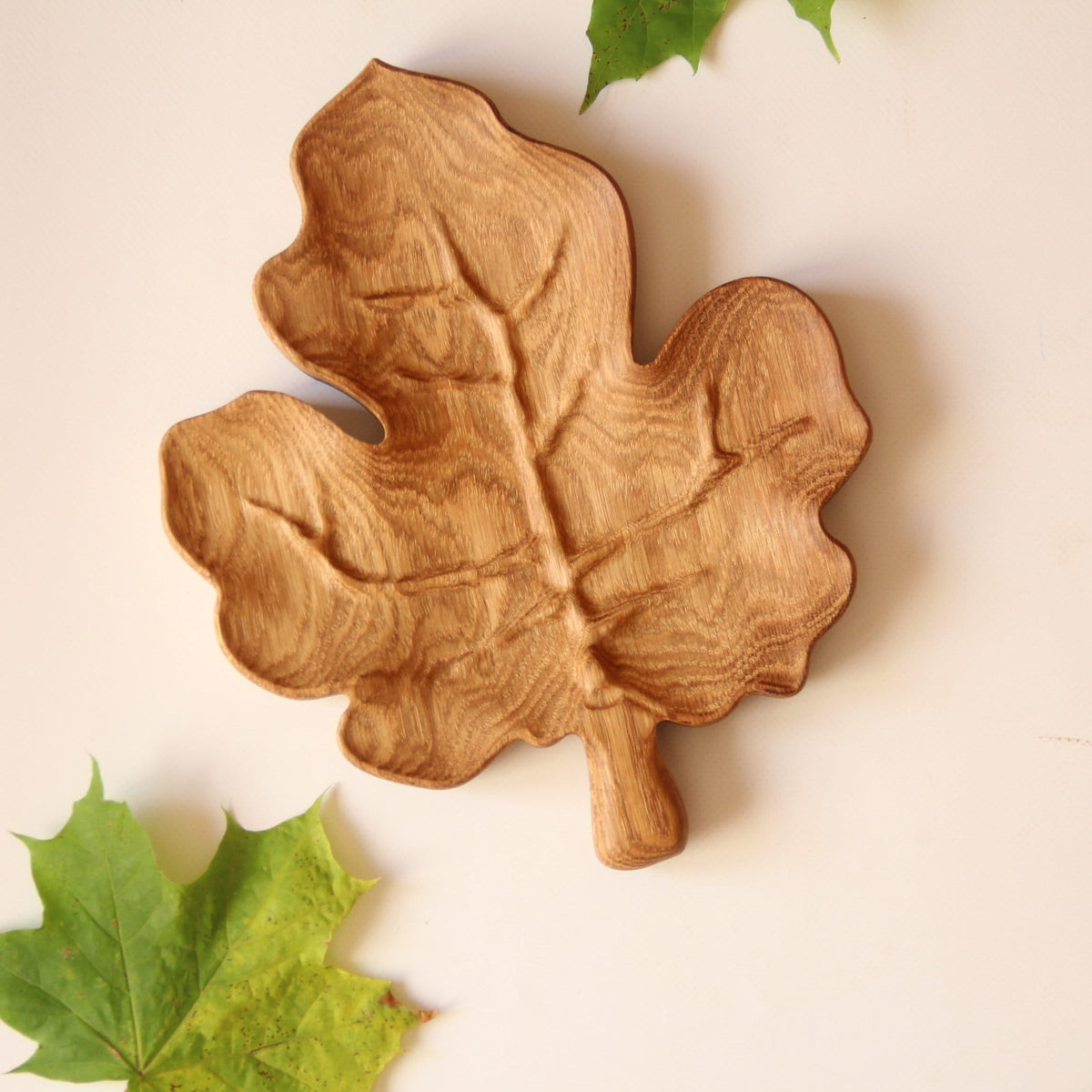 Divided Wooden Leaf Snack Plate – Rustic Nut & Appetizer Tray