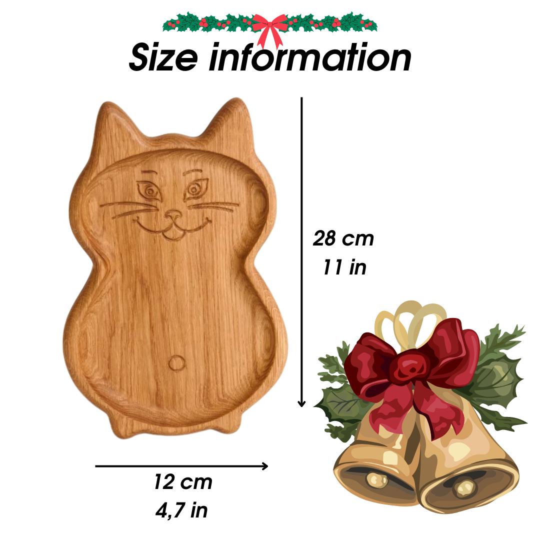 Cat-Shaped Wooden Snack Tray – Rustic Serving Plate