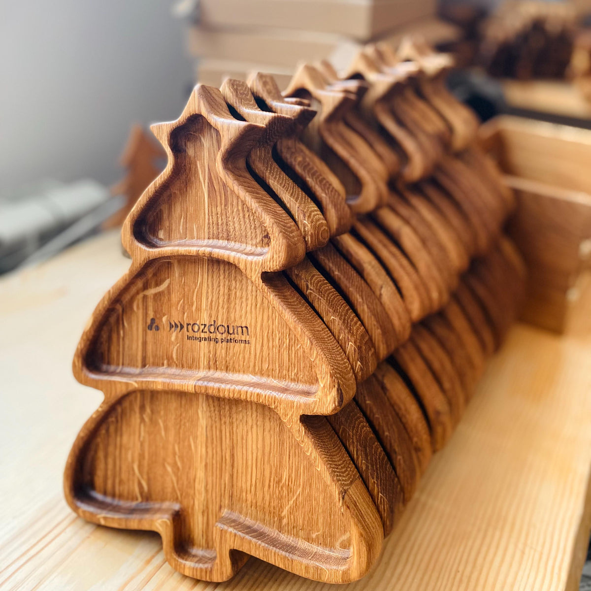 Christmas Tree Wooden Serving Tray