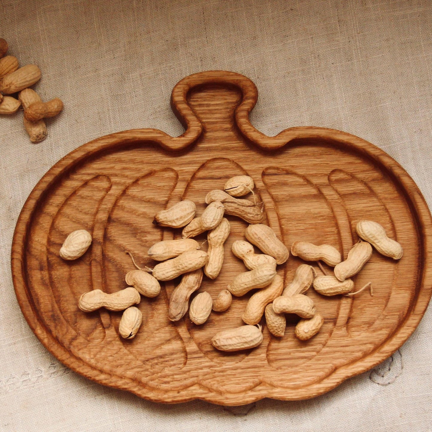 Hand Carved Wooden Pumpkin Serving Board