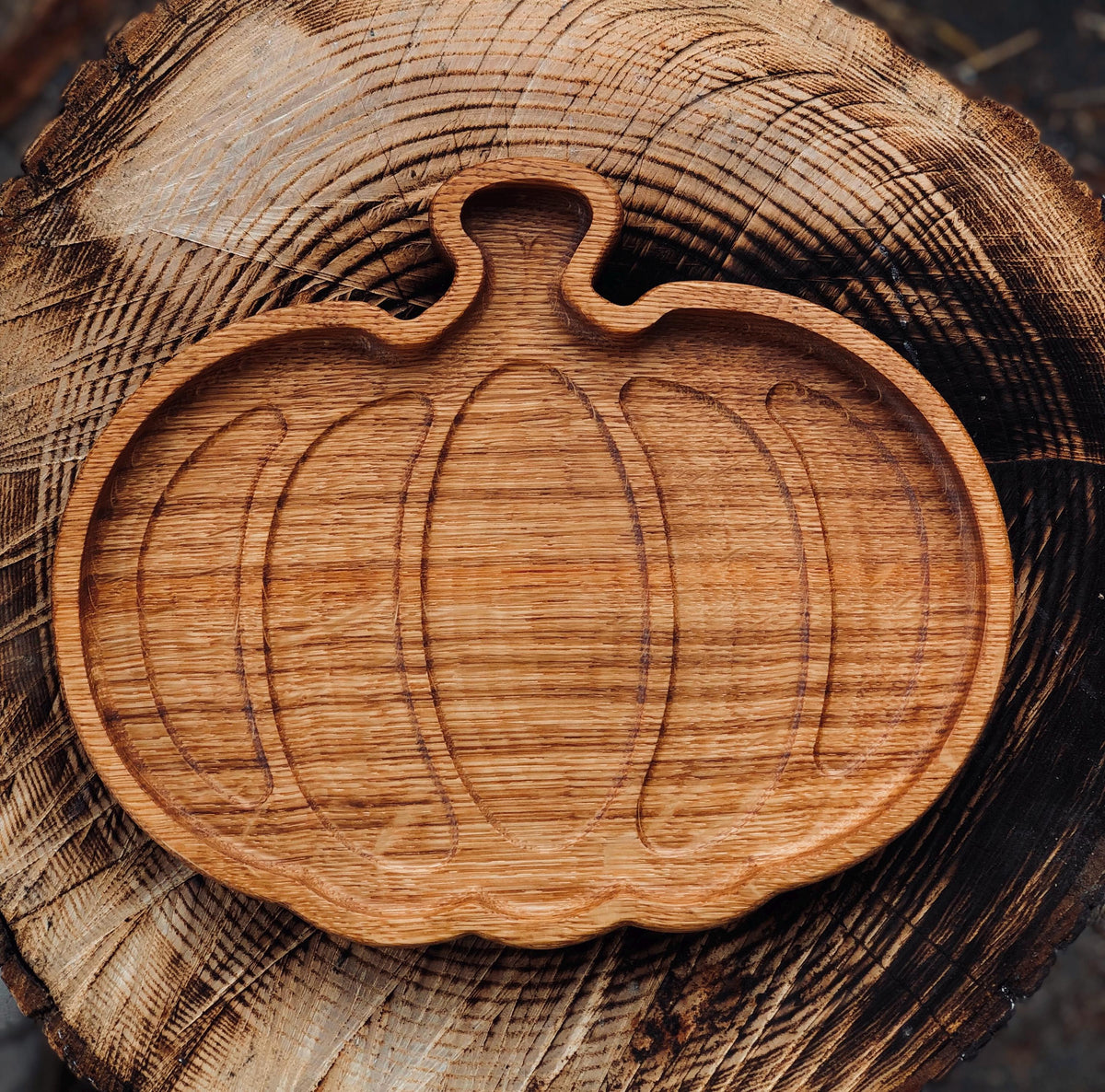 Hand Carved Wooden Pumpkin Serving Board